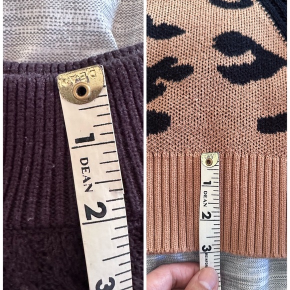 MOCK NECK COLD SHOULDER / ONE STRAP CABLEKNIT LEOPARD SWEATER - Picture 6 of 7